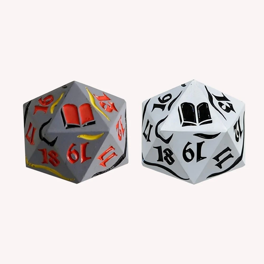 LPG Dice: Dual Spindown Mage - White/Black Silver/Orange (Pre-Order)