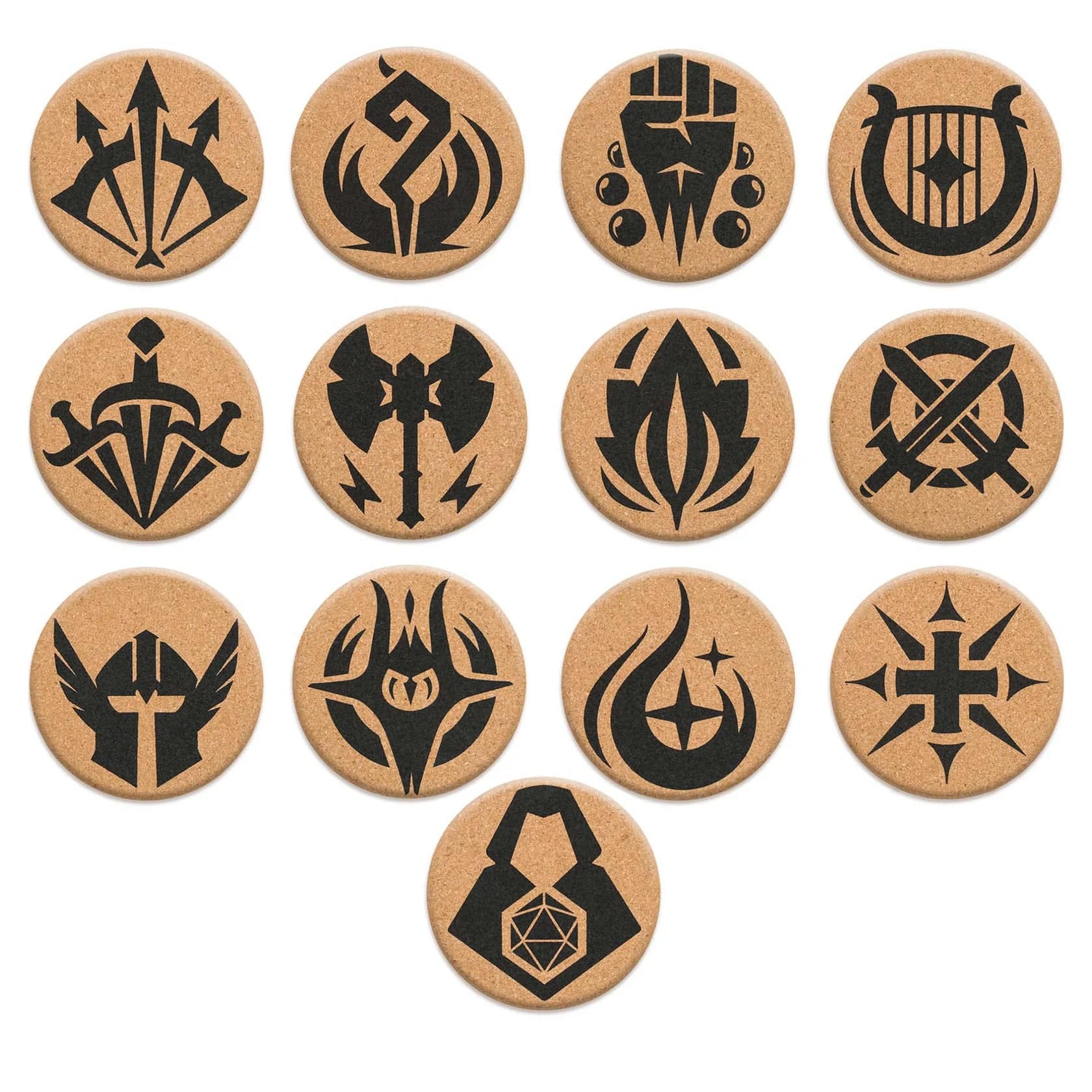 Lynx Accessories: Set of 13 RPG Class & DM Icon Coasters