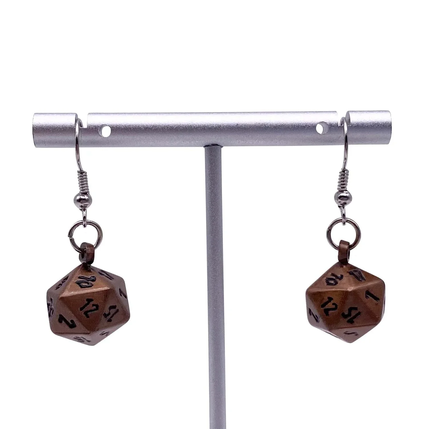 Norse Foundry Earrings - Gnomish Copper - Ioun Stone D20 Dice Earrings