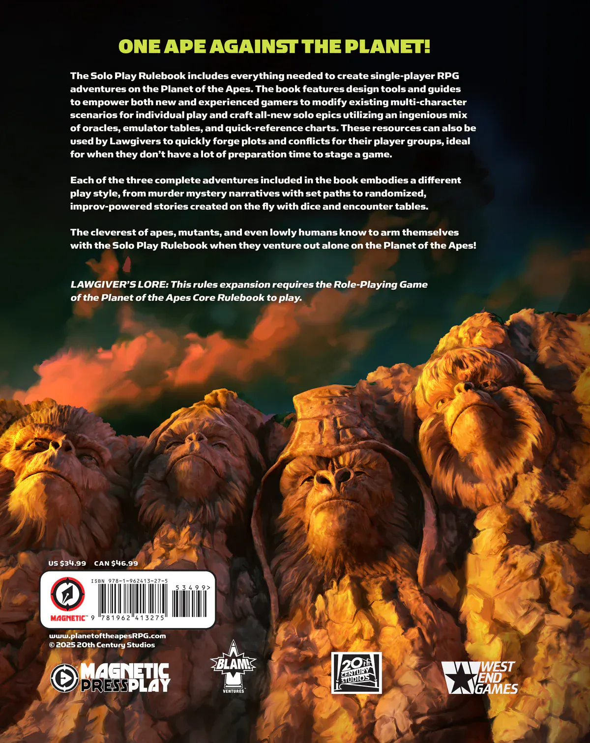 Planet of the Apes RPG: Solo Play Rulebook (Pre-Order) - Image 2