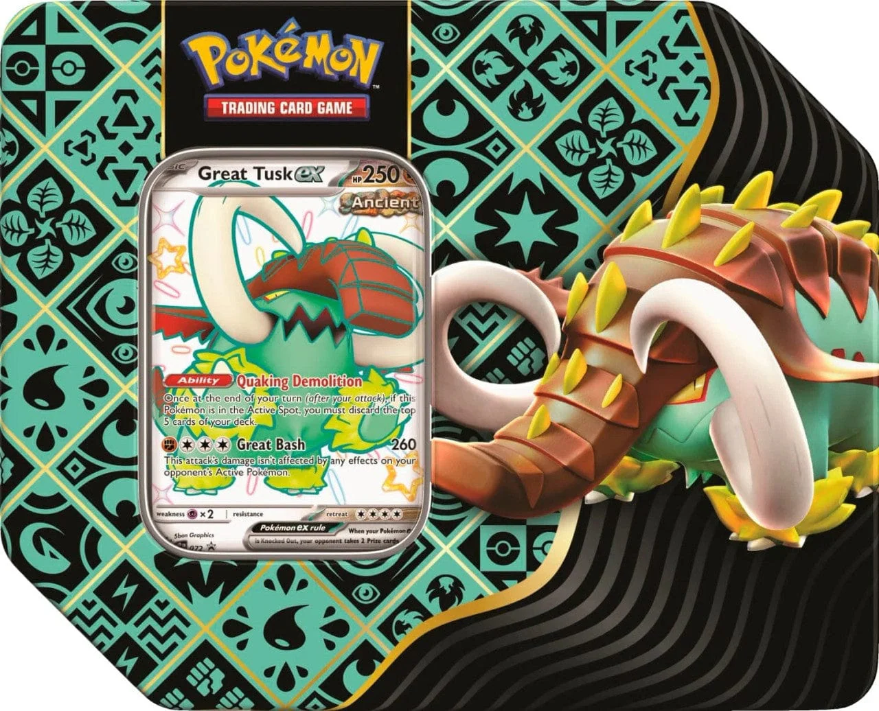 Pokemon Paldean Fates Tin - Great Tusk ex