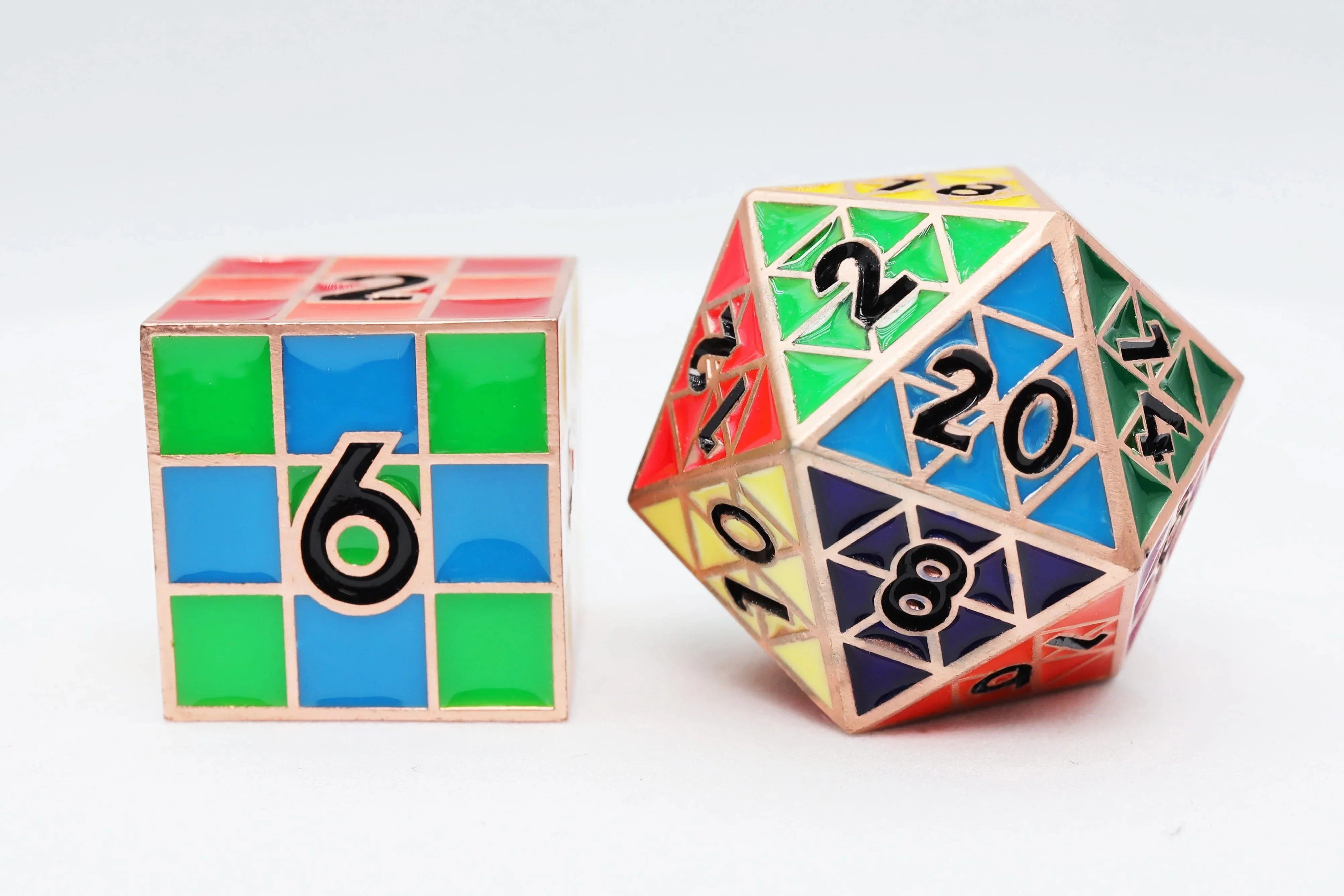 Puzzle Cube: Copper - Metal 8 piece Dice Set - Image 3