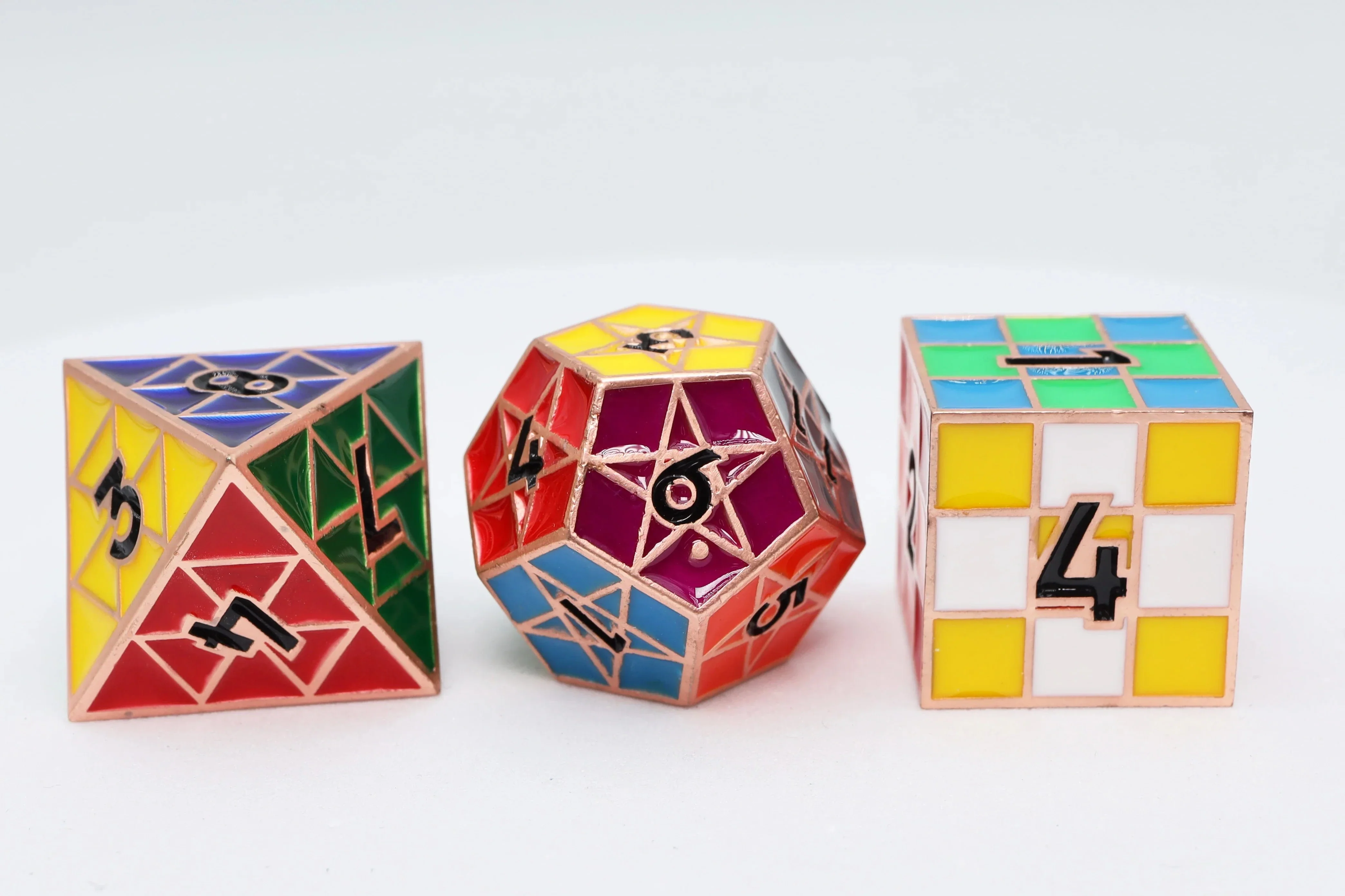 Puzzle Cube: Copper - Metal 8 piece Dice Set - Image 5