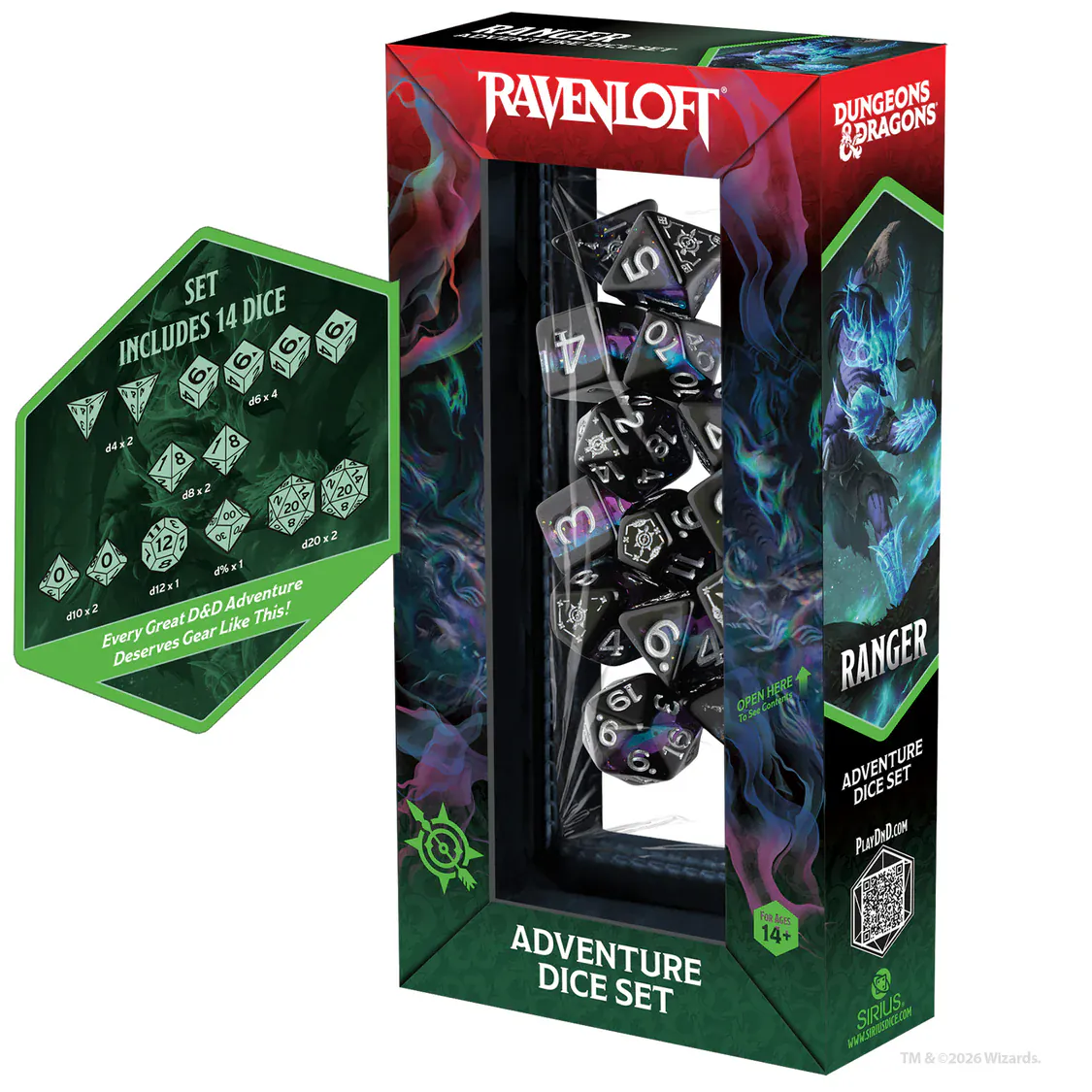Sirius Dice: D&D Ranger Black & Blue - 14pc Dice Set - Image 2