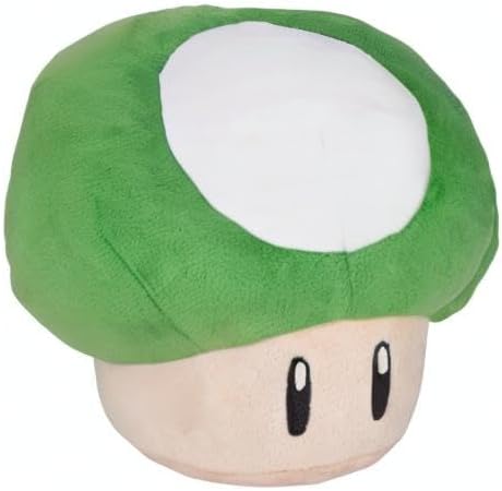 Super Mario Series: Little Buddy Super Mario All Star Collection Green 1-Up Mushroom Plush, 6" - Image 4