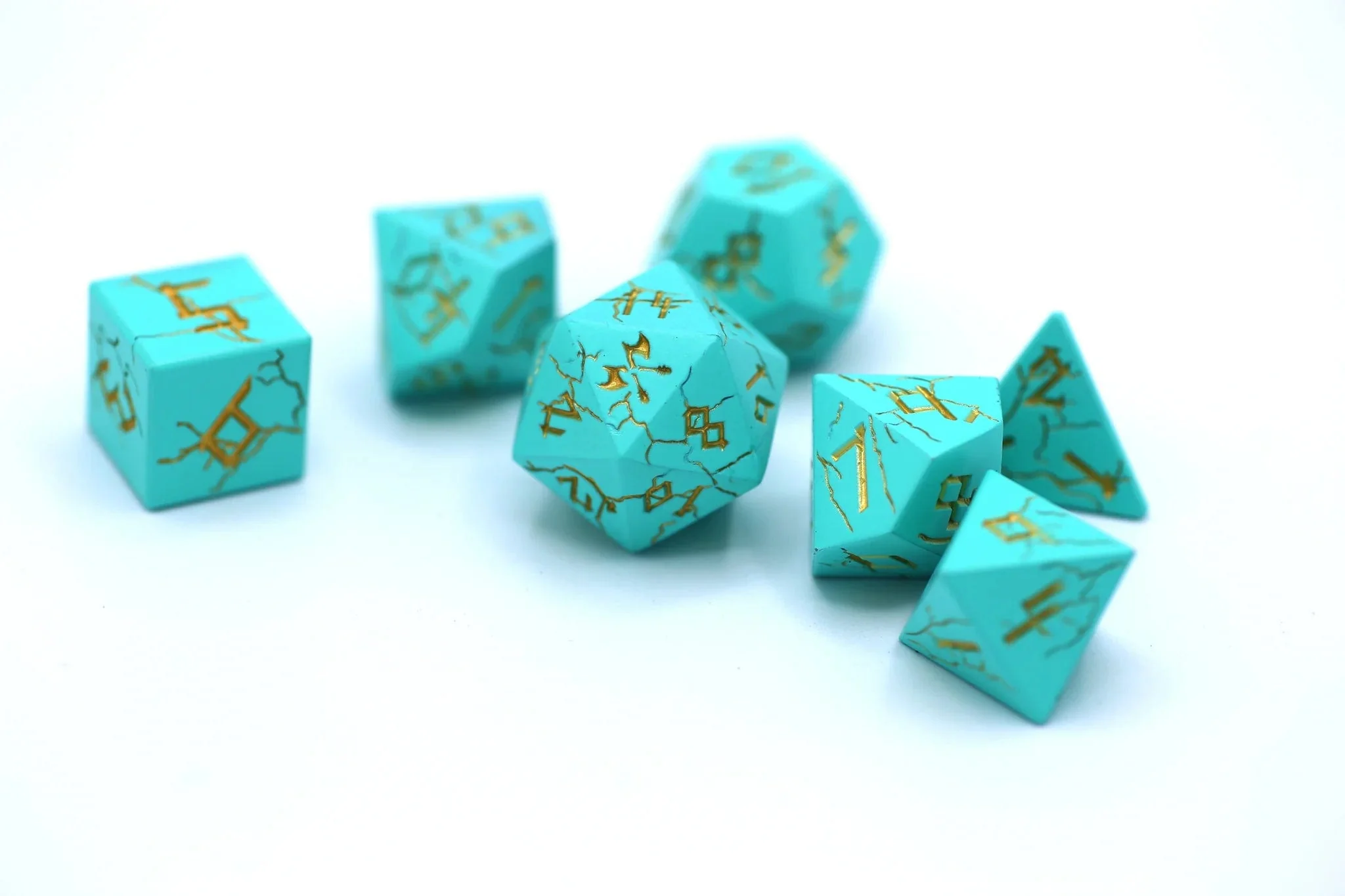 HY00120: Turquoise with Gold Barbarian Dice Set