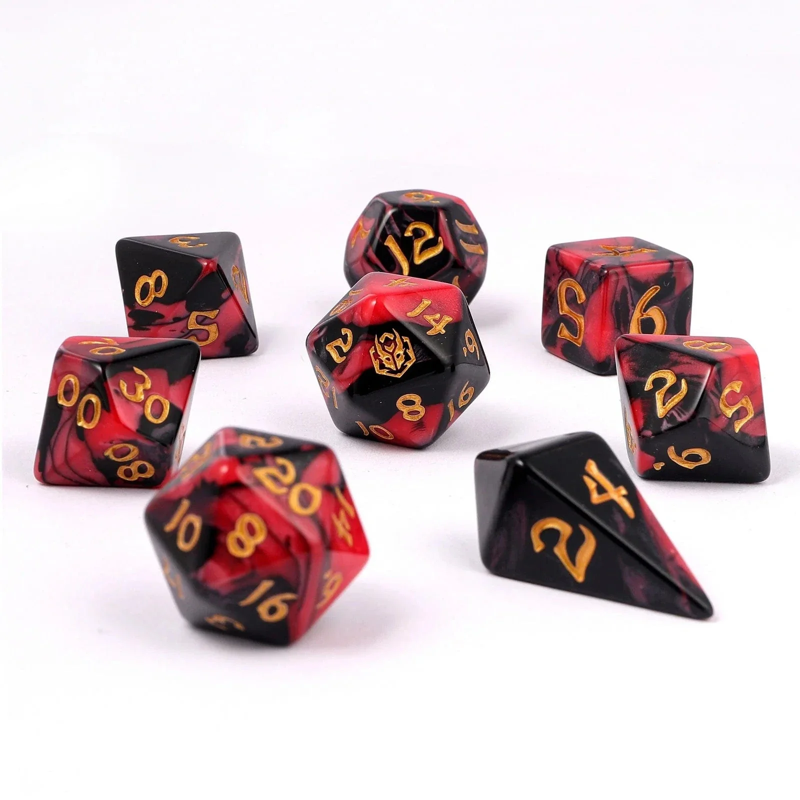HY02013: Wyrmforged Rollers - Rounded Edge 8 Piece Polyhedral Dice set - Blood Pact - Image 2