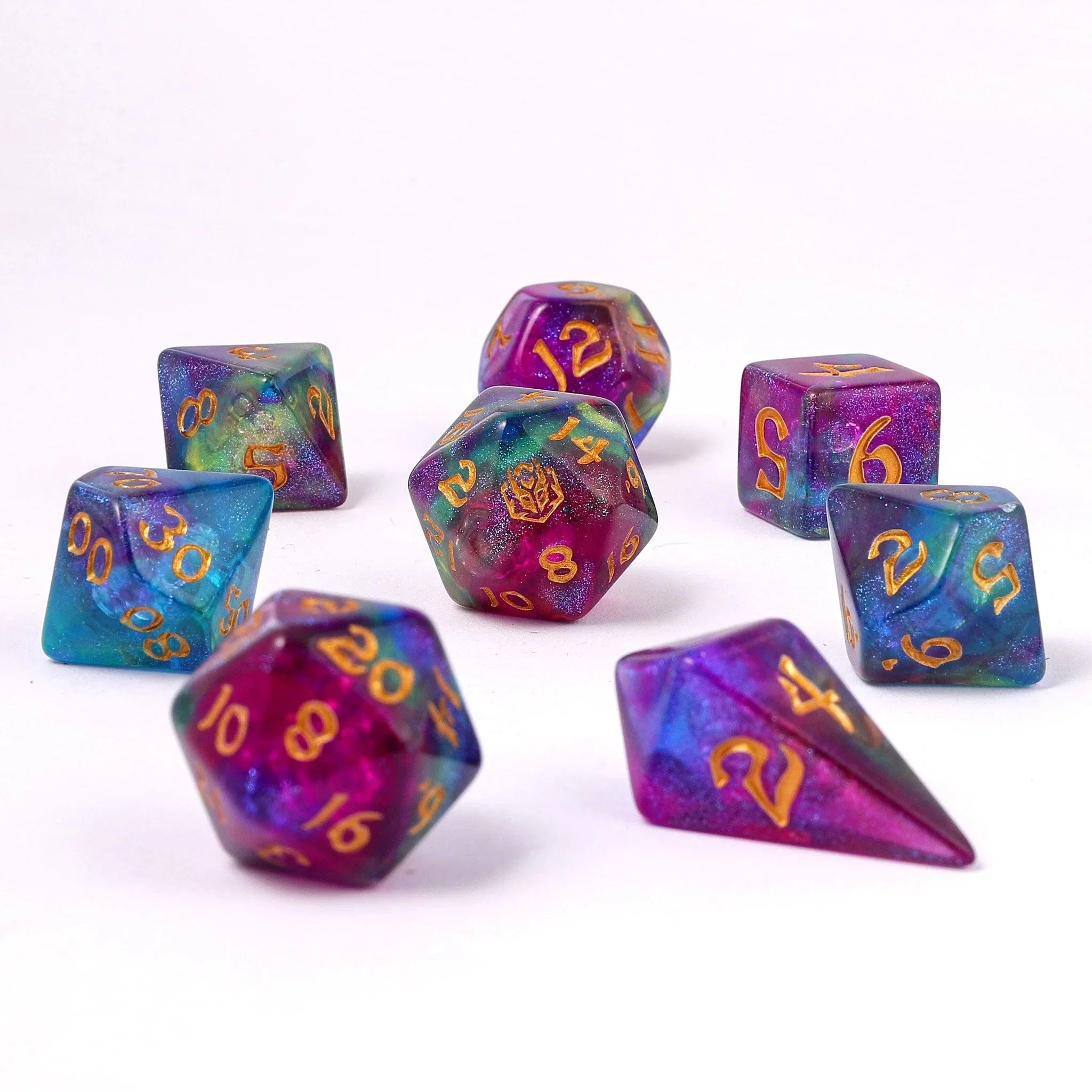 HY02004: Wyrmforged Rollers - Rounded Edge 8 Piece Polyhedral Dice set - Siren's Melody - Image 2