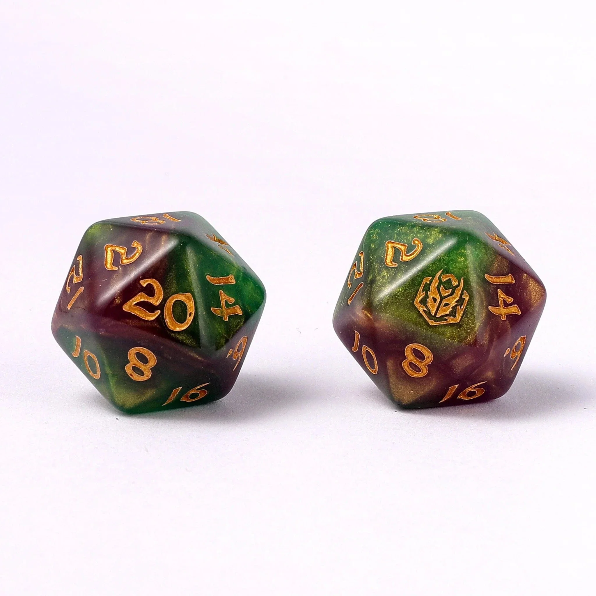 HY02005: Wyrmforged Rollers - Rounded Edge 8 Piece Polyhedral Dice set - Wyvern Venom - Image 3
