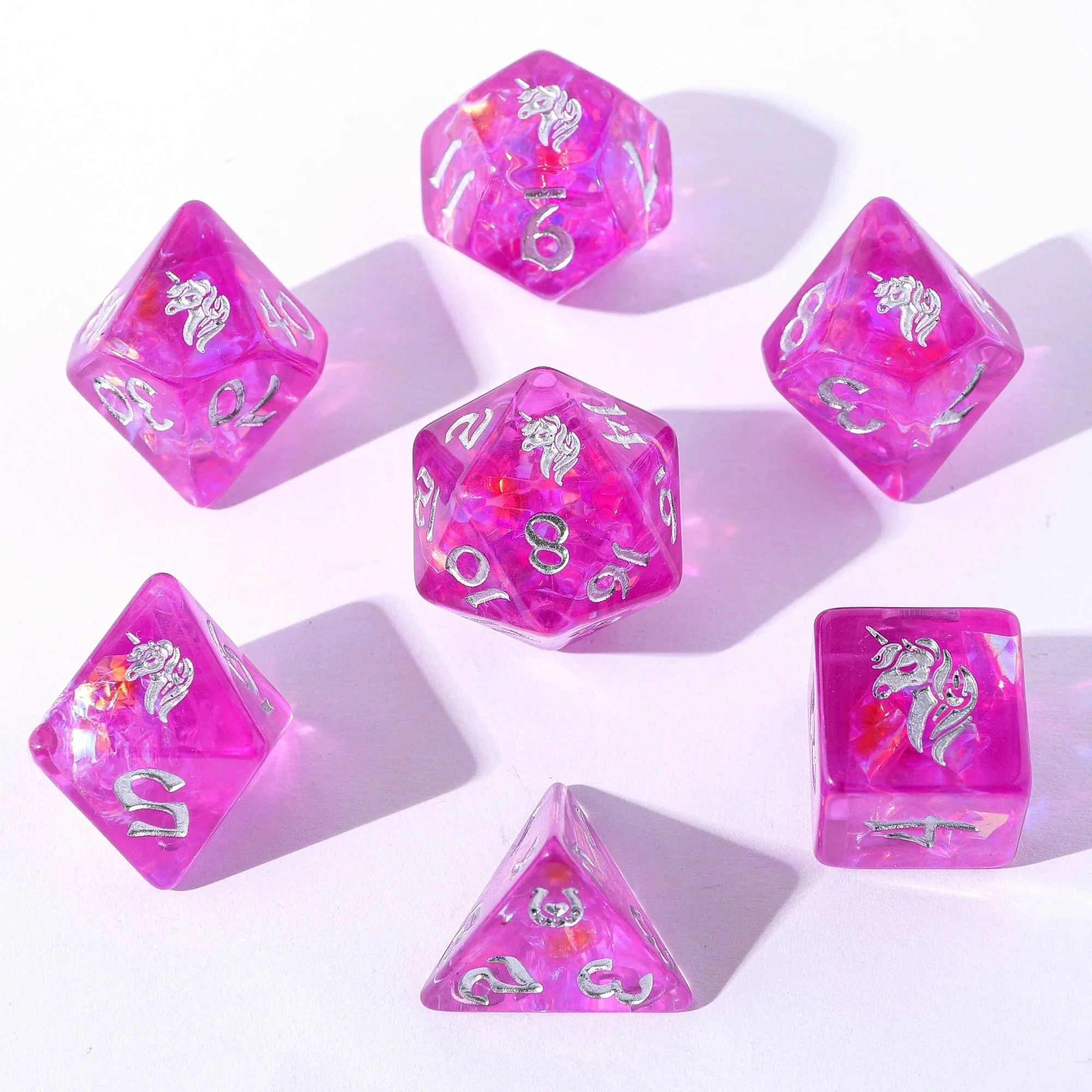 HY00329: Wyrmforged Rollers - Rounded Resin Polyhedral Dice - Lumina Unicornia