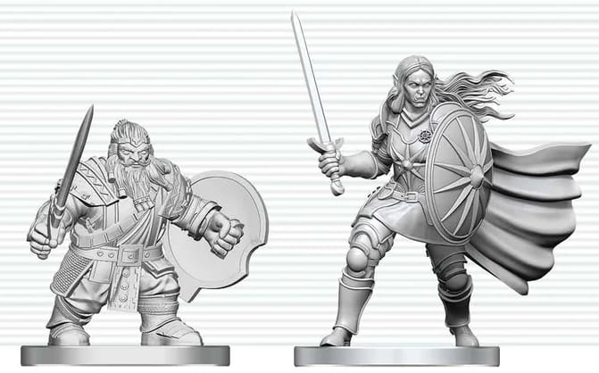 WZK90887 D&D Nolzur's Marvelous Miniatures: Dwarf Fighter & Orc Paladin (Pre-Order)